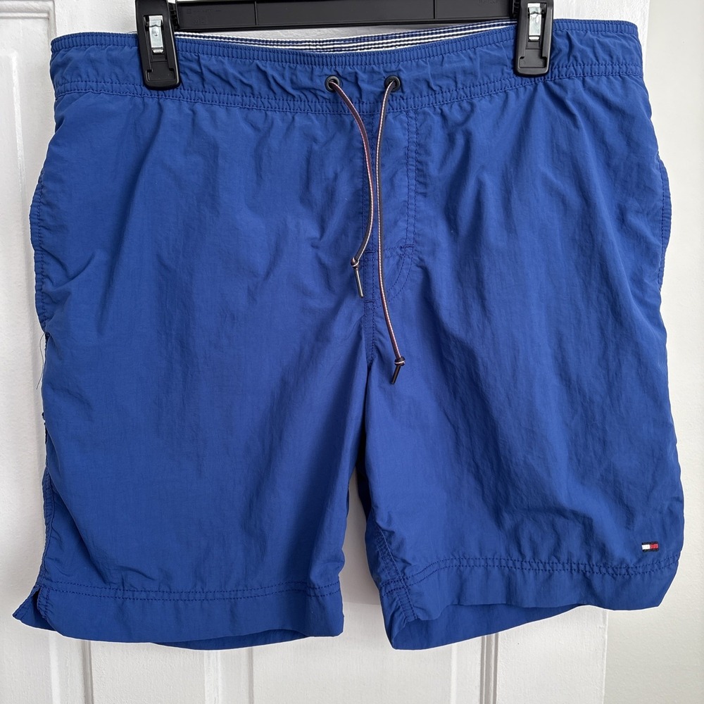 Tommy Hilfiger Mens Royal Blue Nylon Mesh Lined‎ Swim Trunks Board Shorts Small